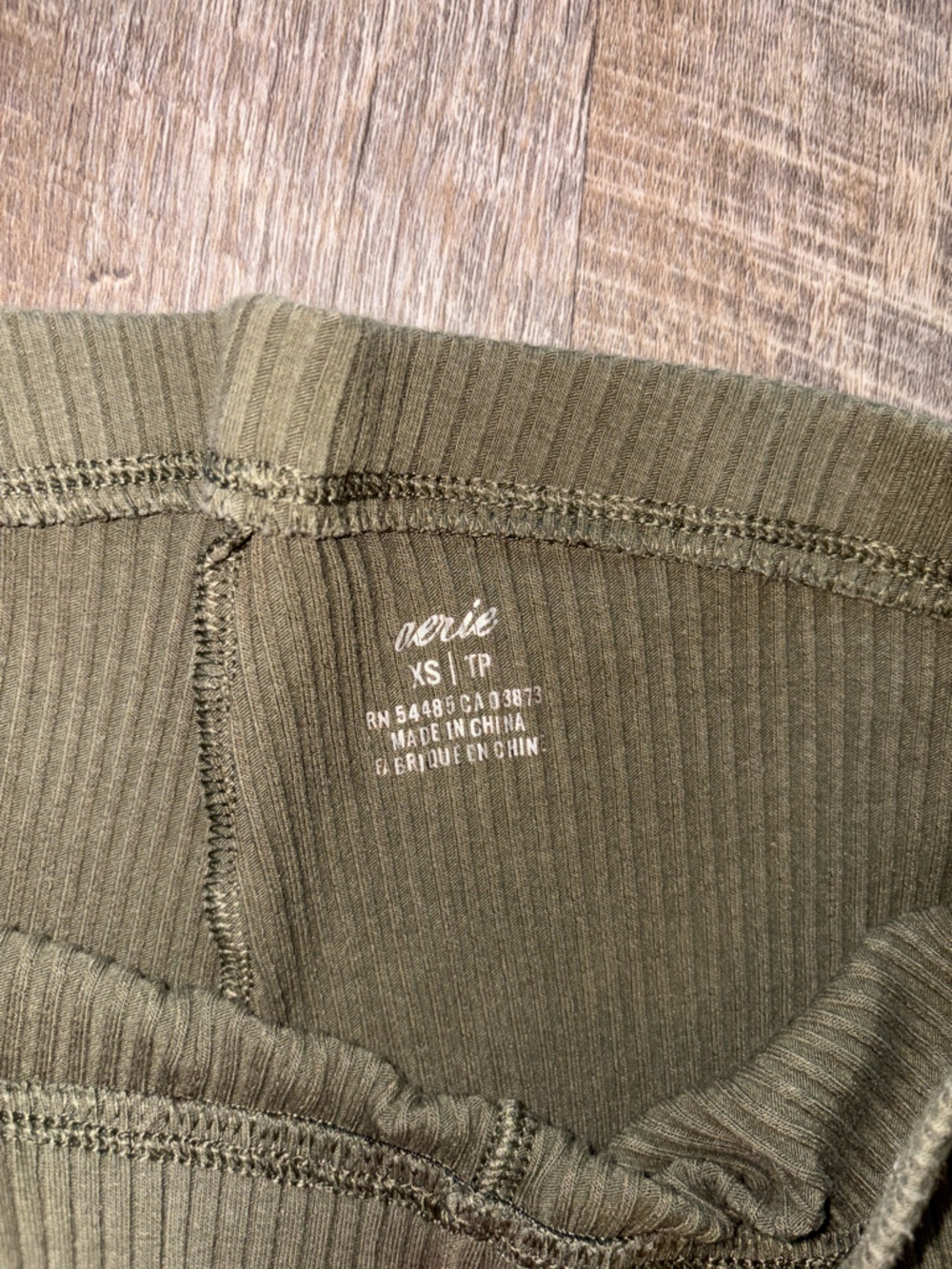 aerie Ribbed High-Rise Flare Pants in Olive - Picture 5 of 6